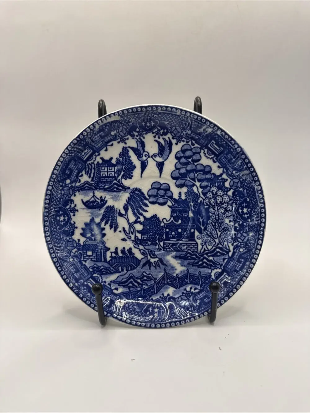 Vintage Moriyama Blue Willow Tea Cup Saucer 5.5” Made In Japan *